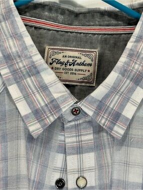 Flag & Anthem Men's Light Blue Plaid Casual Button-Down Shirt